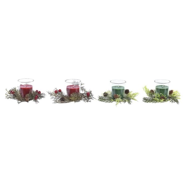 Set med levande ljus DKD Home Decor Jul (5,5 x 5,5 x 6 cm) (2 antal)