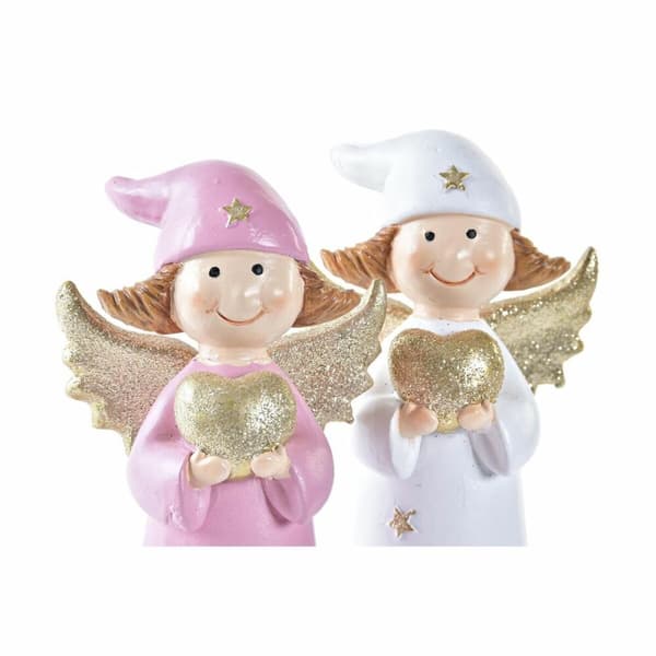 Joulukuusenpallo DKD Home Decor Posliini Enkeli (7 x 5 x 14 cm) (2 osaa)