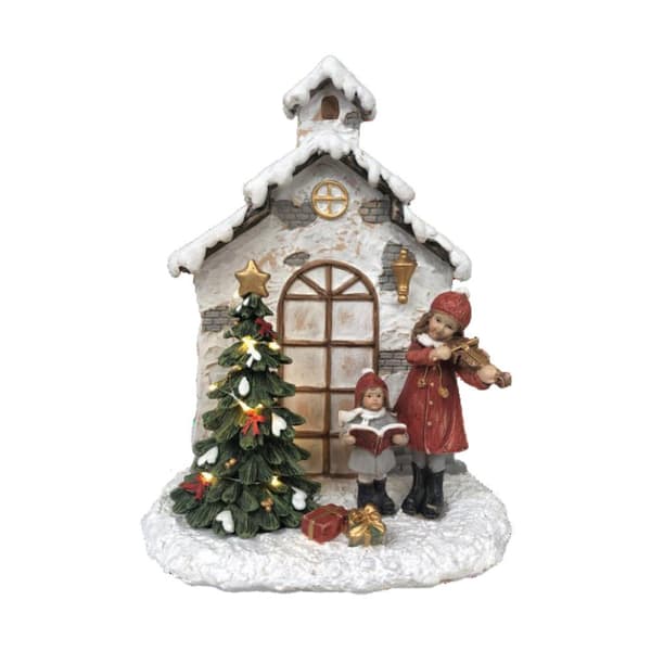 Joulukuusenpallo DKD Home Decor Hartsi Talo (16,5 x 9 x 21 cm) (2 osaa)
