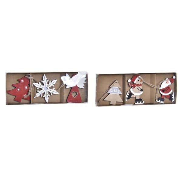 Joulukoristesetti DKD Home Decor Puu MDF (21 x 7,7 x 1,5 cm) (2 osaa)