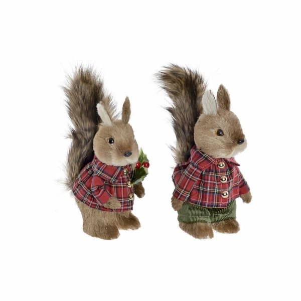 Julepynt DKD Home Decor Polyester Egern (2 pcs) (12 x 15 x 25 cm)