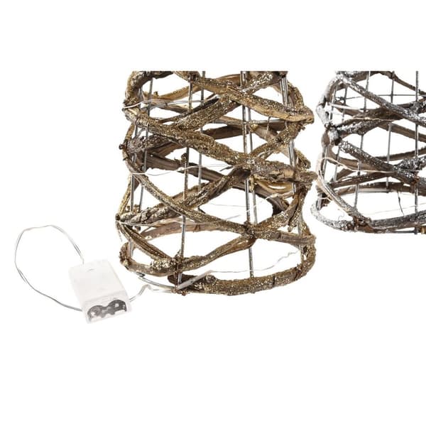 Indretning DKD Home Decor Sølvfarvet Gylden Jul Kegler AA x 2, ikke inkluderet Spanskrør (19 x 19 x 62 cm) (2 enheder)