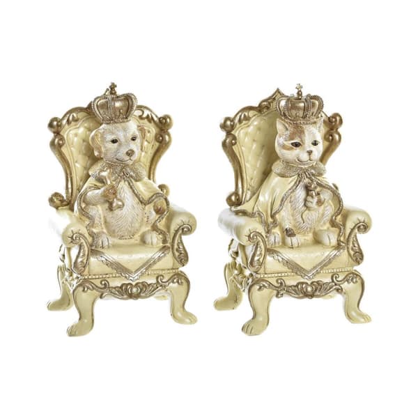 Sparegris DKD Home Decor Kat Harpiks Hund (12,5 x 10,5 x 20,5 cm) (2 enheder)