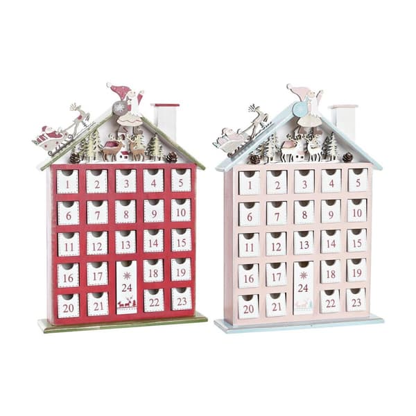 Adventskalender DKD Home Decor Trä Hus (27 x 7 x 40 cm) (2 antal)