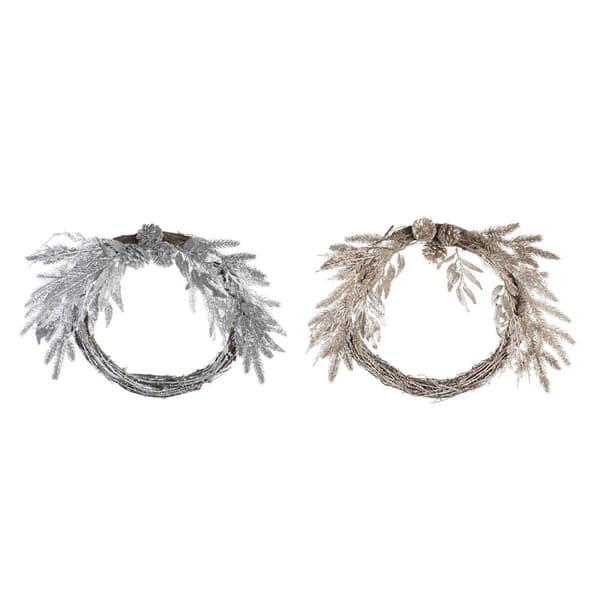 Adventkranse DKD Home Decor Metall Polyester (50 x 6 x 40 cm) (2 enheter)