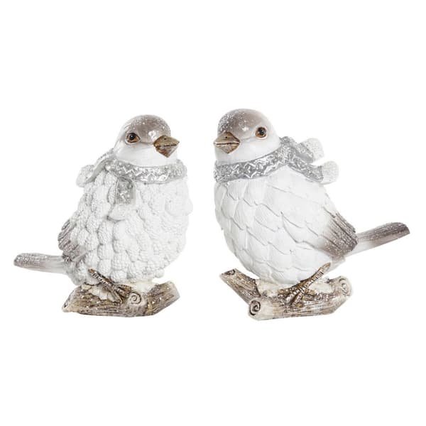 Julekule DKD Home Decor Harpiks Lintu (13,5 x 7 x 12,5 cm) (2 enheter)