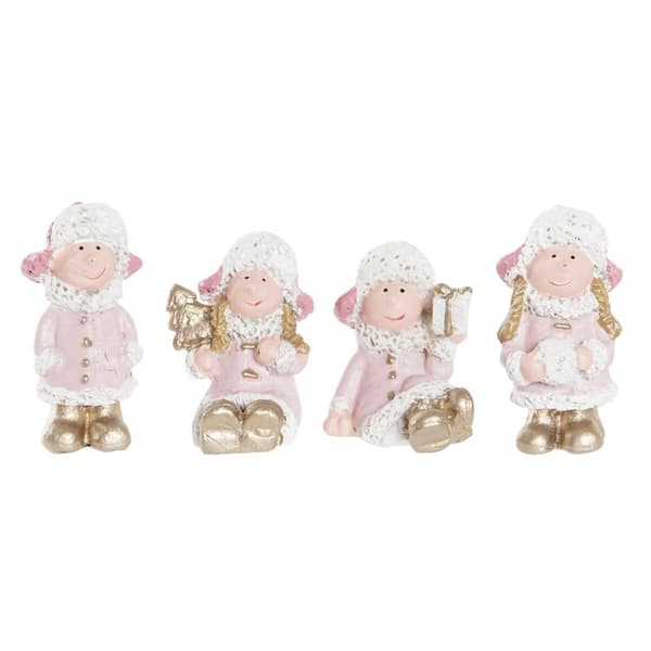 Julekule DKD Home Decor Harpiks Engel (3,5 x 2,5 x 4 cm) (4 enheter)