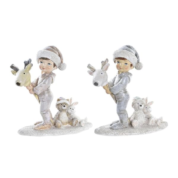Julekule DKD Home Decor Harpiks Barn (11 x 5,5 x 12 cm) (2 enheter)
