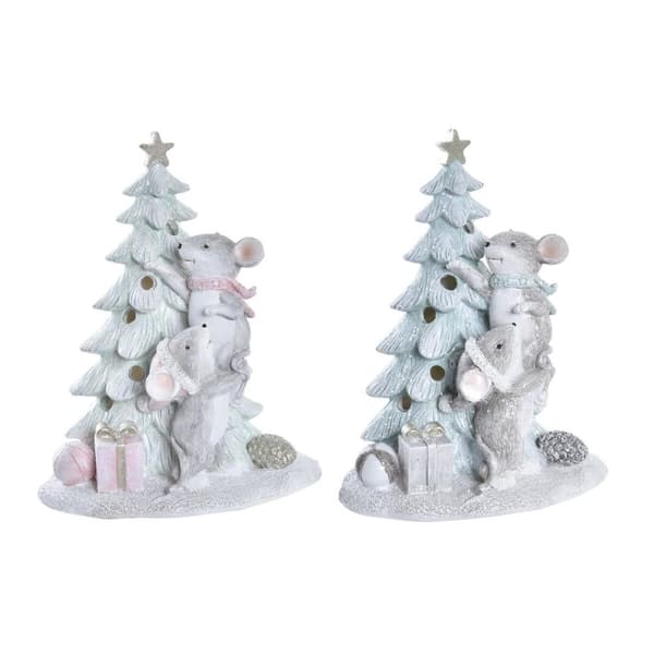 Julekule DKD Home Decor Mus Harpiks (13 x 8,5 x 16 cm) (2 enheter)