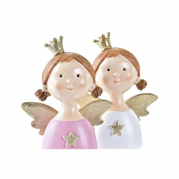 Julekule DKD Home Decor Harpiks Engel (9 x 5 x 12 cm) (2 enheter)