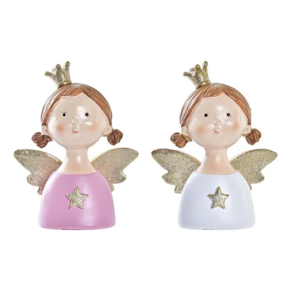 Julekule DKD Home Decor Harpiks Engel (9 x 5 x 12 cm) (2 enheter)
