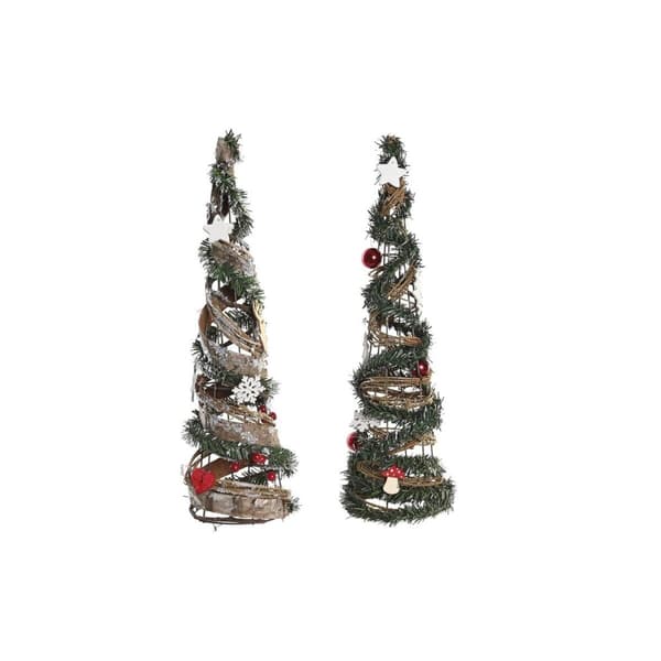 Juletre DKD Home Decor Naturell Rød Metall Grønn (14 x 14 x 51 cm) (2 enheter)