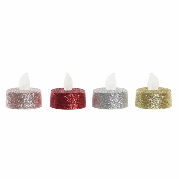 Stearinlys DKD Home Decor LED Lyd Jul (4 x 4 x 5 cm) (4 enheter)