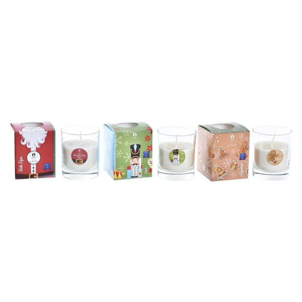 Stearinlys DKD Home Decor Jul Julenissen Nøtteknekker (8 x 8 x 9 cm) (3 enheter)