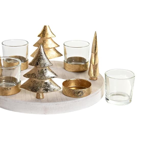 Julelysholder DKD Home Decor Naturell Gyllen (2 enheter) (21 x 11,5 x 21 cm)