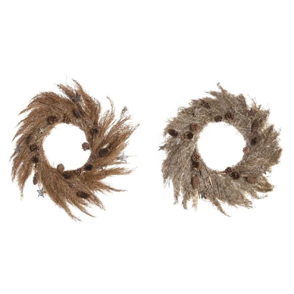 Joulukranssi DKD Home Decor Kukka (2 osaa) (60 x 5 x 60 cm)