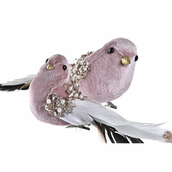 Joulukuusenpallo DKD Home Decor Polyesteri Paukštis (25 x 8 x 8 cm) (2 osaa)