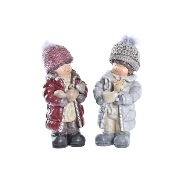 Joulukuusenpallo DKD Home Decor Polyesteri Hartsi Pojat (15 x 12 x 35 cm) (2 osaa)