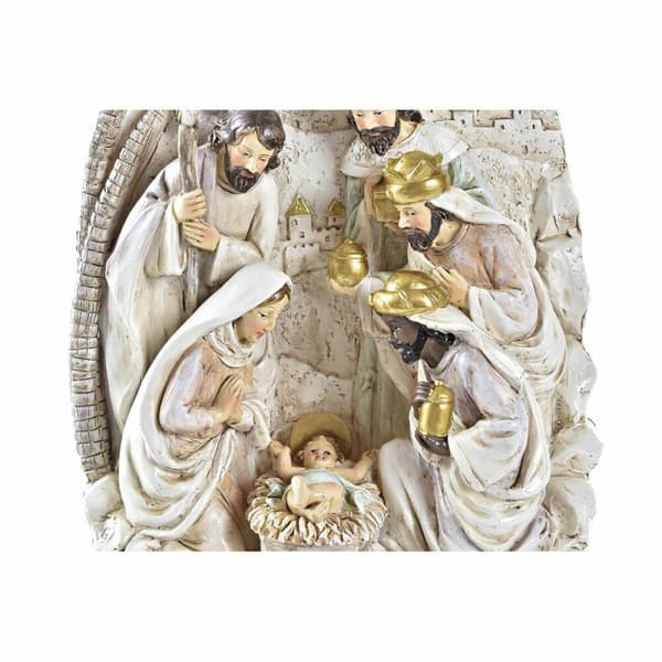 Seimikuvaelma DKD Home Decor Kullattu Kerma Hartsi Monivärinen (18 x 9 x 25,5 cm) (2 osaa)