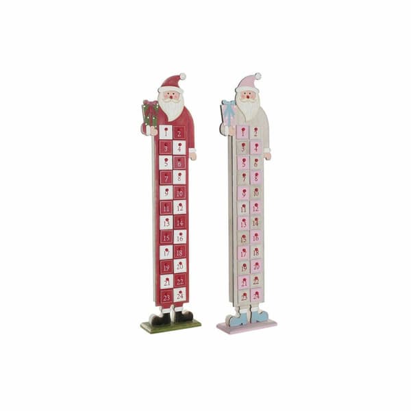 Adventskalender DKD Home Decor Træ Julemanden (2 pcs) (14 x 7 x 64 cm)