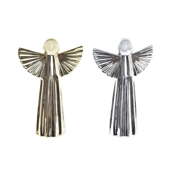 Joulukuusenpallo DKD Home Decor Posliini Enkeli (13 x 5 x 17 cm) (2 osaa)