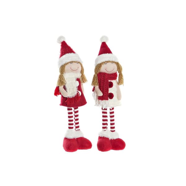 Prydnadsfigur DKD Home Decor Jul Docka Polyester Flickor (11 x 7 x 43 cm) (2 antal)