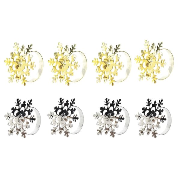 Servetthållare DKD Home Decor Set Metall Snöflingor (5 x 5 x 17 cm) (2 antal)