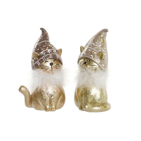 Joulukuusenpallo DKD Home Decor Hartsi Kissa (9 x 6 x 15 cm) (2 osaa)