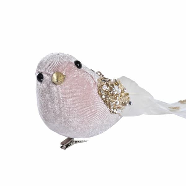 Joulukuusenpallo DKD Home Decor Polyesteri Paukštis (22 x 7 x 8 cm) (2 osaa)