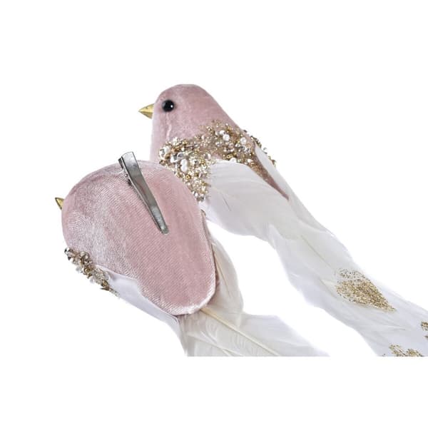 Joulukuusenpallo DKD Home Decor Polyesteri Paukštis (22 x 7 x 8 cm) (2 osaa)