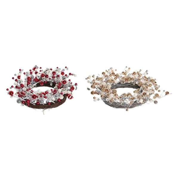 Adventskrans DKD Home Decor Metal Polyester (40 x 10 x 40 cm) (2 enheder)
