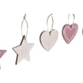 Pikkukuva 3 / 4: Riippuva koriste DKD Home Decor Pinkki Vaaleanpunainen Puu 6,5 x 1 x 6,5 cm (9 Kappaletta) (3 osaa)