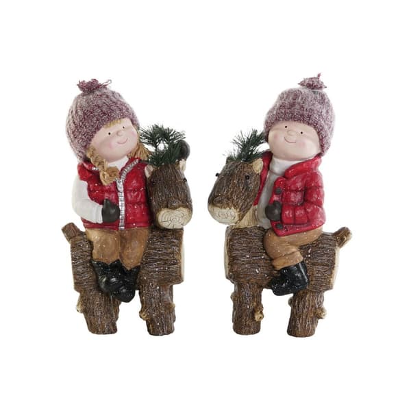Joulukuusenpallo DKD Home Decor Monivärinen Pojat 18 x 24 x 45 cm (2 osaa)