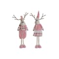 Miniatyrbillede 1 af 3: Julepynt DKD Home Decor Hvid Brun Pink Rensdyr 17 x 12 x 66 cm (2 enheder)