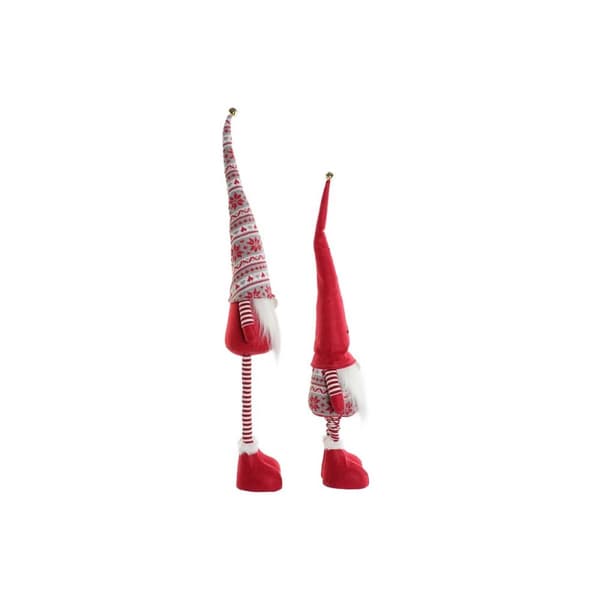 Julgranskula DKD Home Decor Vit Röd Gnom 14 X 11 X 73 cm (2 antal)