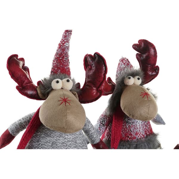 Joulukuusenpallo DKD Home Decor Punainen Harmaa Poro 27 x 19 x 32 cm (2 osaa)