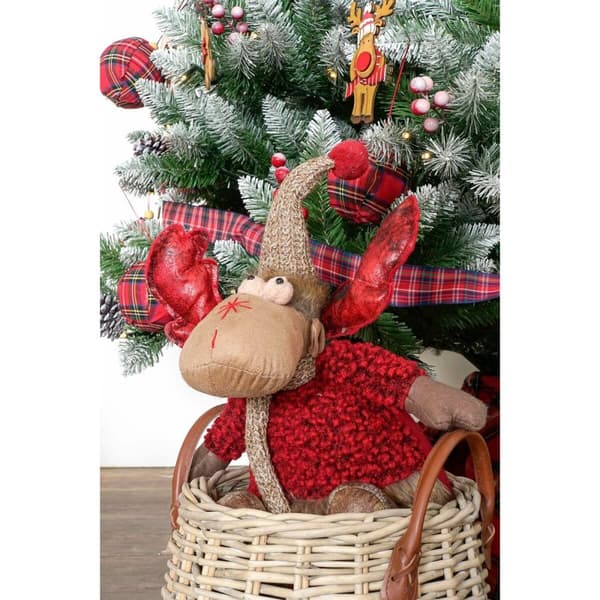 Joulukuusenpallo DKD Home Decor Punainen Harmaa Poro 27 x 19 x 32 cm (2 osaa)