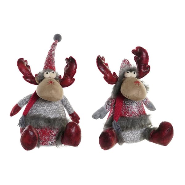 Joulukuusenpallo DKD Home Decor Punainen Harmaa Poro 27 x 19 x 32 cm (2 osaa)