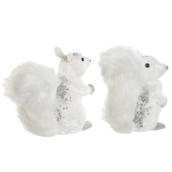Joulukuusenpallo DKD Home Decor Valkoinen Orava 22 x 11 x 22 cm (2 osaa)