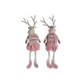 Miniatyrbilde 1 av 3: Julekule DKD Home Decor Hvit Brun Rosa Reinsdyr 17 x 14 x 63,5 cm (2 enheter)