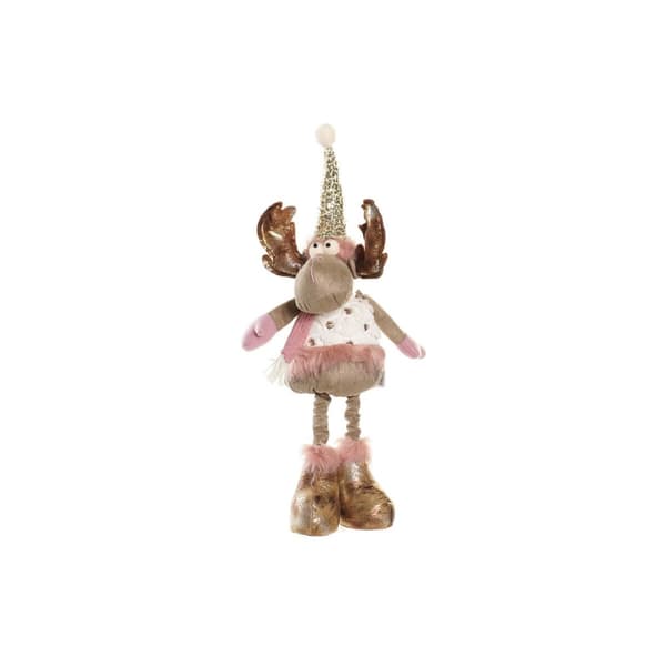 Joulukuusenpallo DKD Home Decor Valkoinen Pinkki Kullattu Poro 15 x 17 x 50 cm (2 osaa)