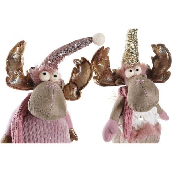 Joulukuusenpallo DKD Home Decor Valkoinen Pinkki Kullattu Poro 15 x 17 x 50 cm (2 osaa)