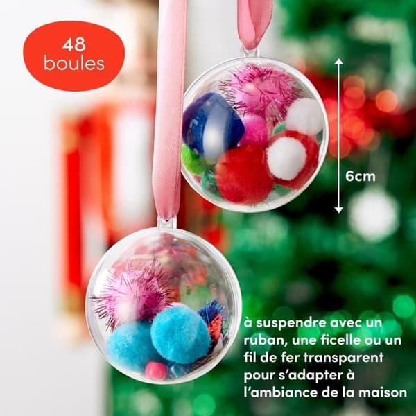 Transparenta Julkulor - TWIDDLERS - 48 stycken - 6 cm - Personlig Dekoration - DIY