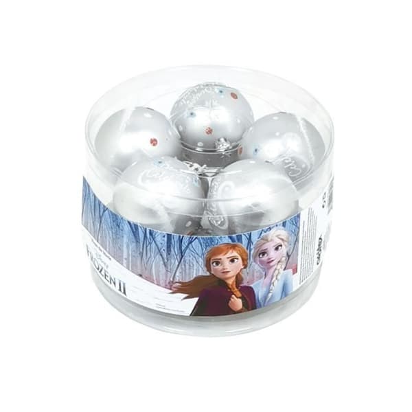 Julgranskulor - DISNEY-Frozen II - Set om 10 - Diameter 6cm - Plast - Snöeffekt