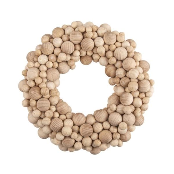 Gör-det-själv-kit - RAYHER - Krona gjord av träkulor - 20 cm - 290 kulor - Polystyrenring 17 cm