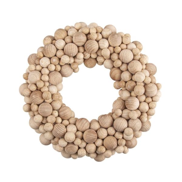 Gör-det-själv-kit - RAYHER - Krona gjord av träkulor - 20 cm - 290 kulor - Polystyrenring 17 cm