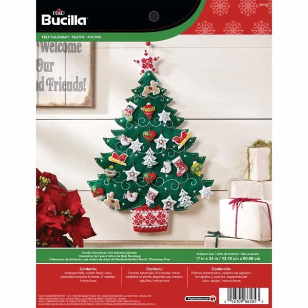 Bucilla - 86584 - Adventskalender Filt Applique Kit - Nordic Tree Design - 43,2 x 61 cm - 43,2 x 61 cm