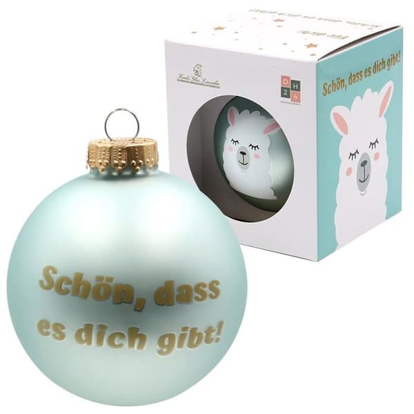Dekohelden24 - DH-KGL1112 - Julgranskula med lama till jul Inskription på tyska Schon, DASS ES Dich gibt 8 cm