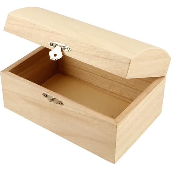 Trälåda - Ej specificerad - ref 575440 - Runt lock - Metalllås - Brun