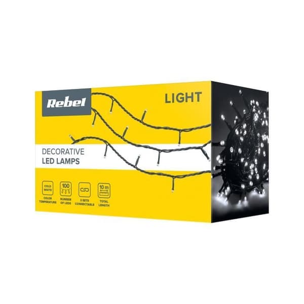 Dekorativa LED-lyskäglor för utomhusbruk 10m Rebel kallvit